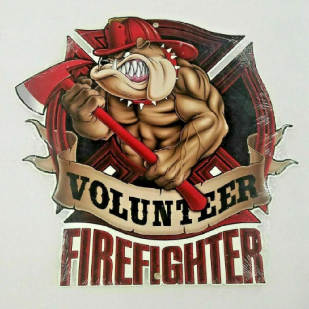 GIANT 18" Volunteer firefighter fireman Axe Bulldog Dawgs UGA fire man sign logo